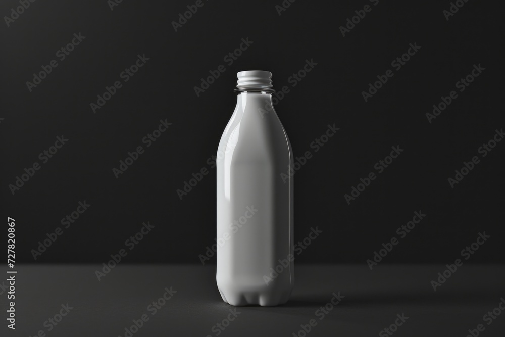 A bottle of milk sitting on a table. Can be used in various food and beverage-related designs