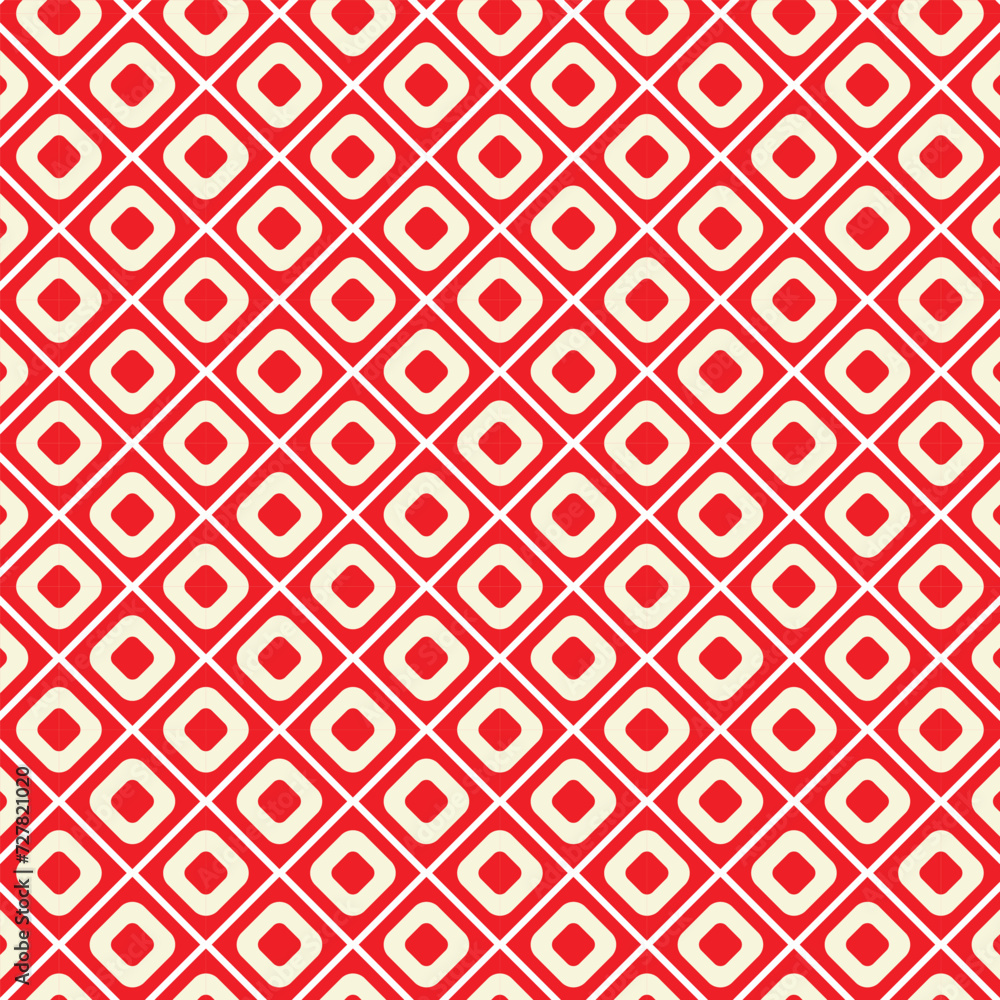 abstract seamless repeatable cream red rounded rectangle pattern.