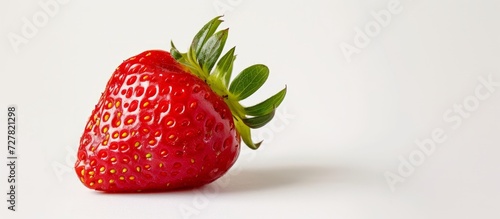 Fresh Strawberry on a White Background: An Elegant Display of Freshness with a Refreshing Splash of Vibrant Red on a Clean and Crisp White Background