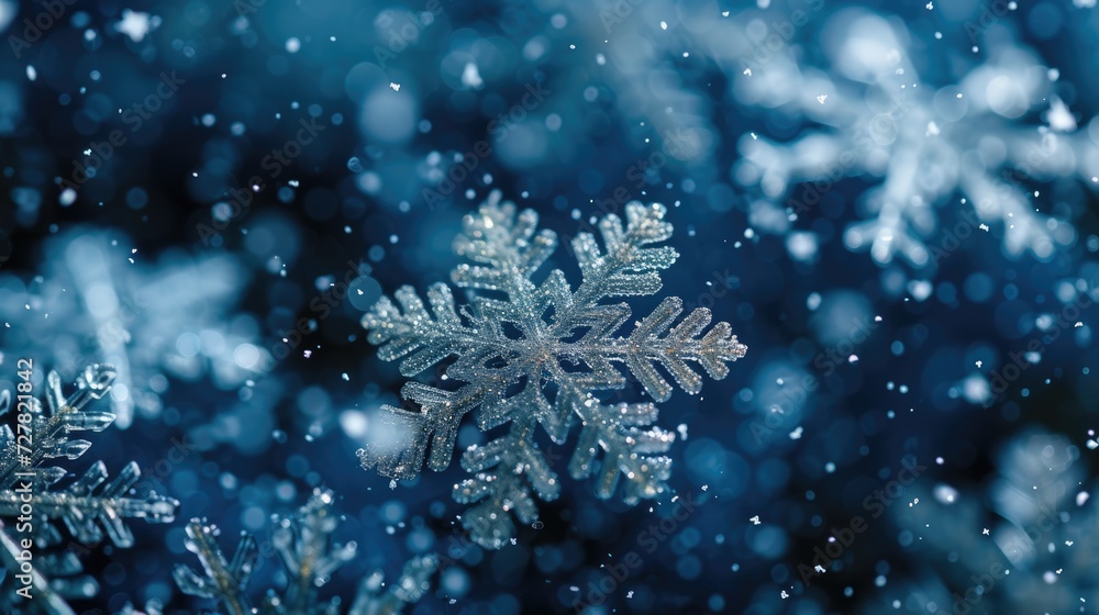 A single snowflake resting on the snow. Perfect for winter-themed designs and holiday projects A single snowflake resting on the snow. Perfect for winter-themed designs and holiday projects