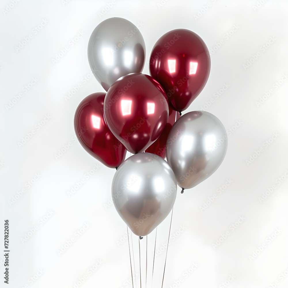 Celebration and joy concept with red and silver balloons on a light background. simple and elegant style for events. AI Celebration and joy concept with red and silver balloons on a light background. simple and elegant style for events. AI