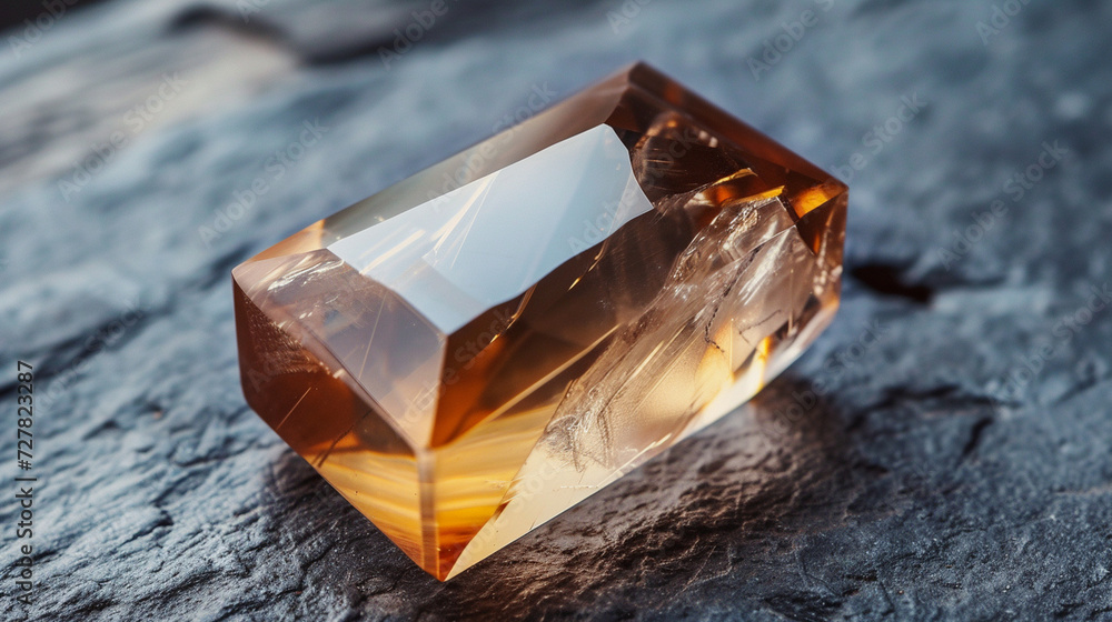A step-cut gemstone with clean lines and a modern aesthetic, perfect for a sleek and sophisticated piece of jewelry A step-cut gemstone with clean lines and a modern aesthetic, perfect for a sleek and sophisticated piece of jewelry