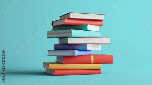 3D Isolated Closed Book Stack. Render Book Pile Icon. Collection of Business or Educational Literature. Reading Education