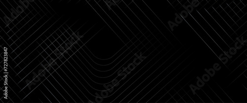 Vector abstract black glowing geometric lines on dark black background, black abstract background with diagonal lines design.