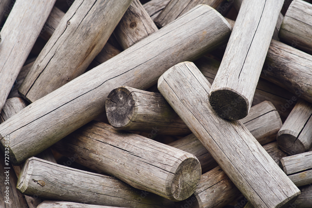 A pile of firewood, consisting of logs, creates a cluttered and natural backdrop. A pile of firewood, consisting of logs, creates a cluttered and natural backdrop.