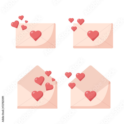love letter with red hearts mail envelope icon symbol illustration