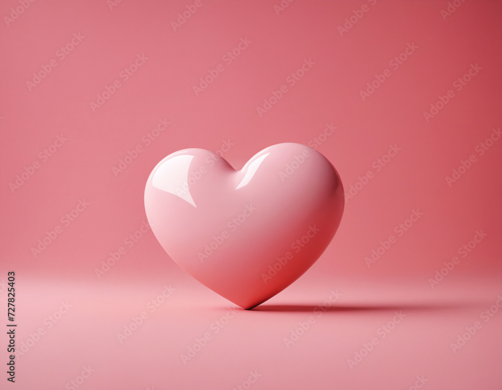 A three-dimensional pink heart on a pink background.