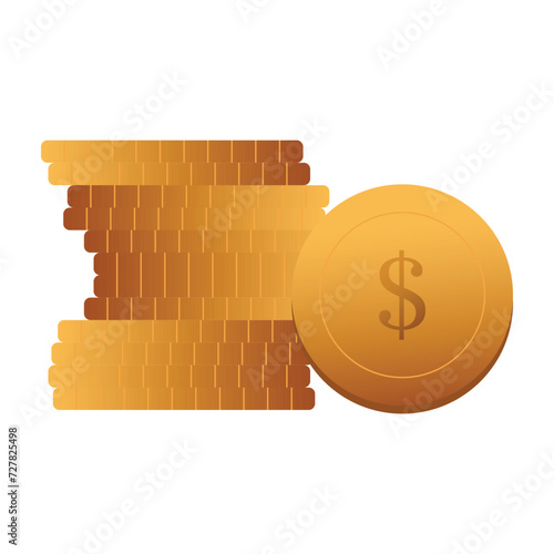 pile of gold coins money stack currency dollar isolated vector illustration