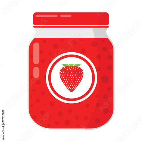 sweet strawberry jam jar vector illustration isolated white background