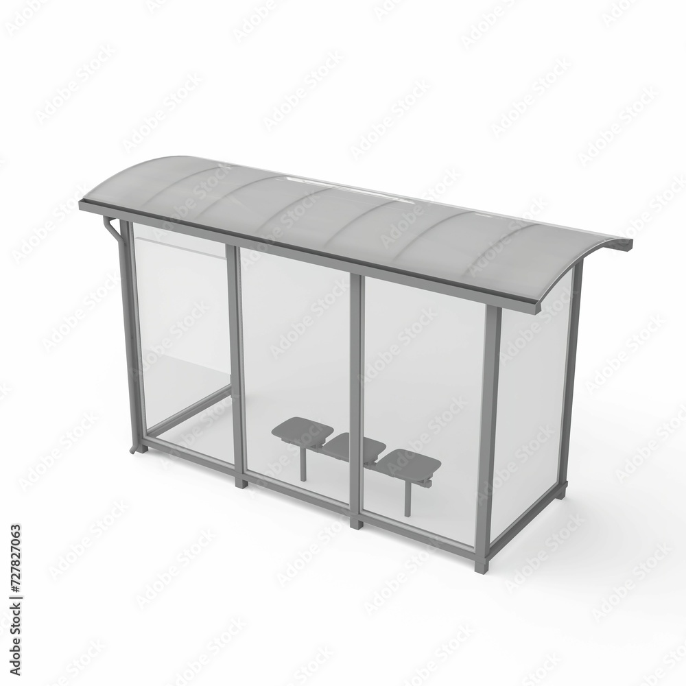 3D rendering of a bus stop shelter on a white background 3D rendering of a bus stop shelter on a white background