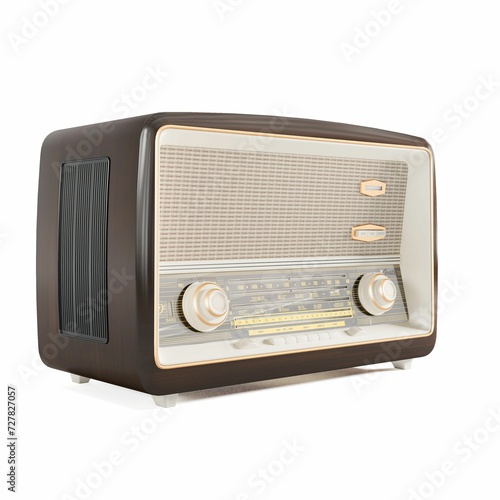 3D rendering of a vintage radio on a white background