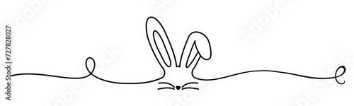 Easter bunny in one continuous line, Easter decoration - vector