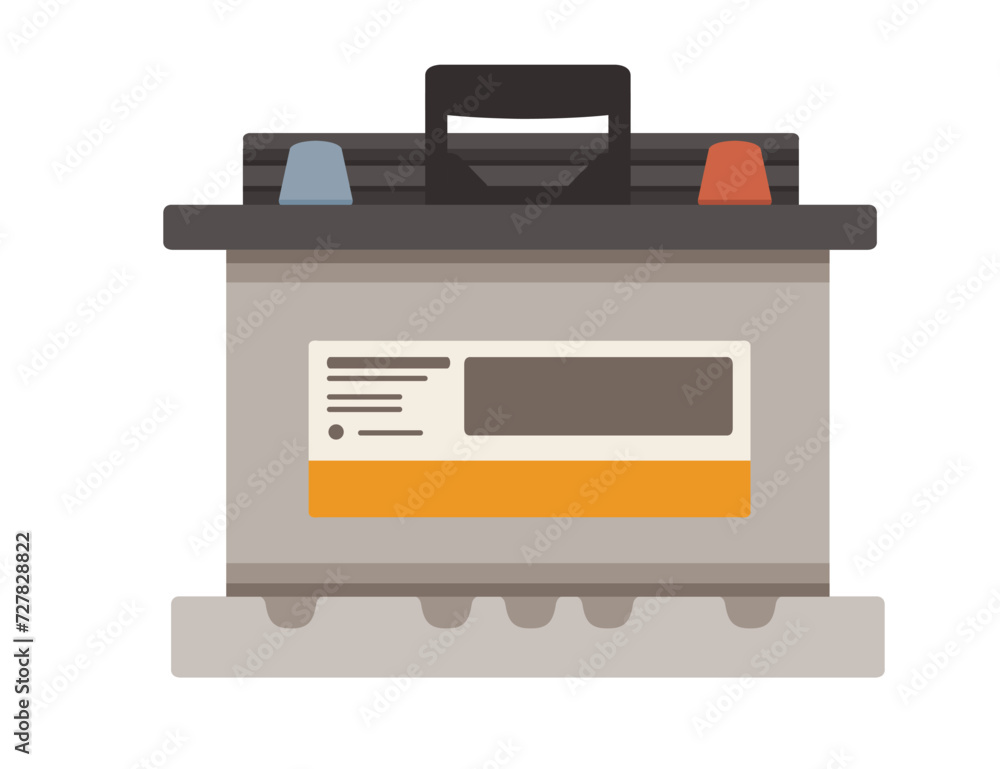 Car battery with positive and negative terminals blank label vector illustration isolated on white background Car battery with positive and negative terminals blank label vector illustration isolated on white background