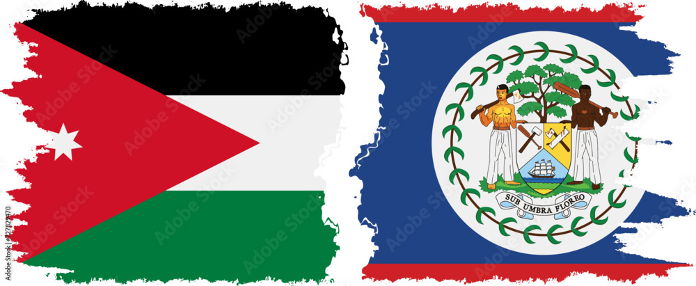 Belize and Jordan grunge flags connection vector Belize and Jordan grunge flags connection vector