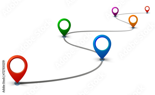 Long winding line with GPS navigation. Time segment, time period, Road, street, highway roadmap infographics – vector