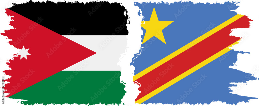 Congo - Kinshasa and Jordan grunge flags connection vector Congo - Kinshasa and Jordan grunge flags connection vector
