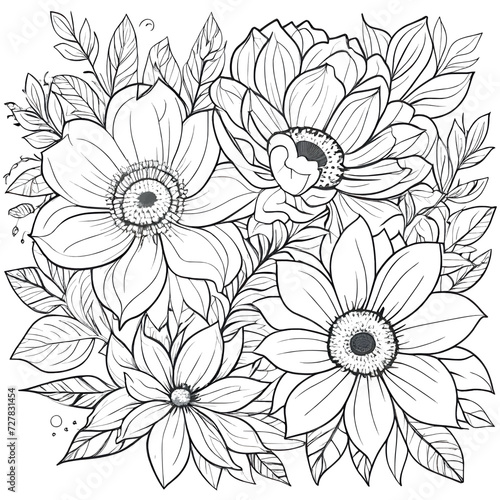 Children s floral illustration doodle coloring book hand drawn vector