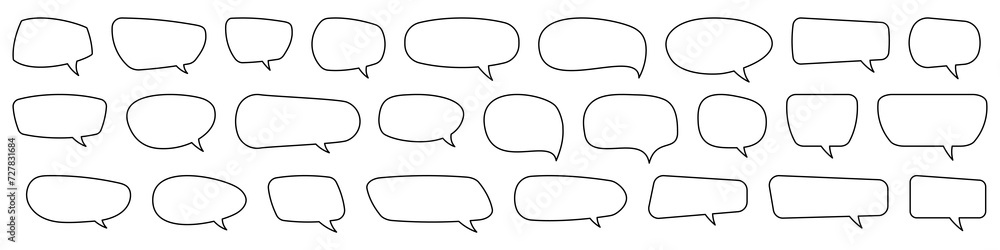Speech bubble, speech balloon, chat bubble line art vector icon for apps and websites. Speech bubble, speech balloon, chat bubble line art vector icon for apps and websites.