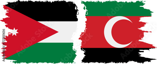 Darfur and Jordan grunge flags connection vector