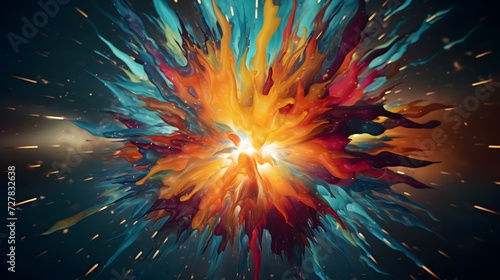 a colorful explosion of fire and water on a black background