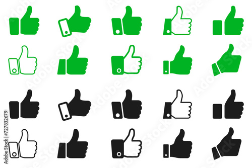 Thumb up set icon, i like it, yes, good sign – vector