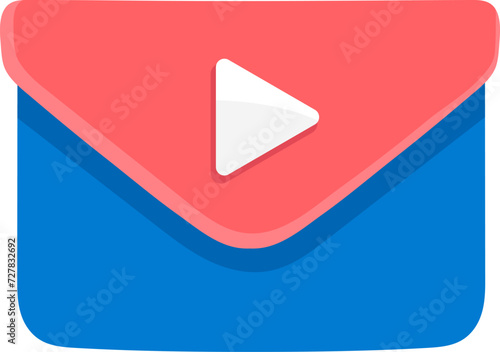 illustration of flat design digital object, multimedia email containing video