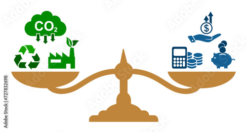 Dilemma of the balance between ecology and economic growth, environmental and social responsibility business concept