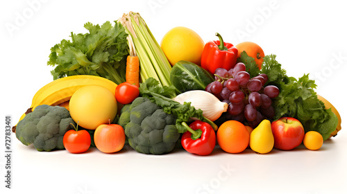 Fruits and vegetables isolated on a white background