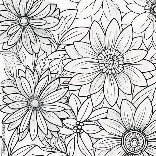 Children s floral illustration doodle coloring book hand drawn vector