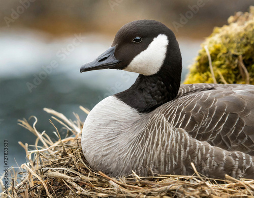 Brant geese sitting on a nest