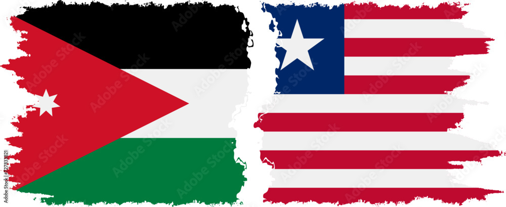 Liberia and Jordan grunge flags connection vector Liberia and Jordan grunge flags connection vector