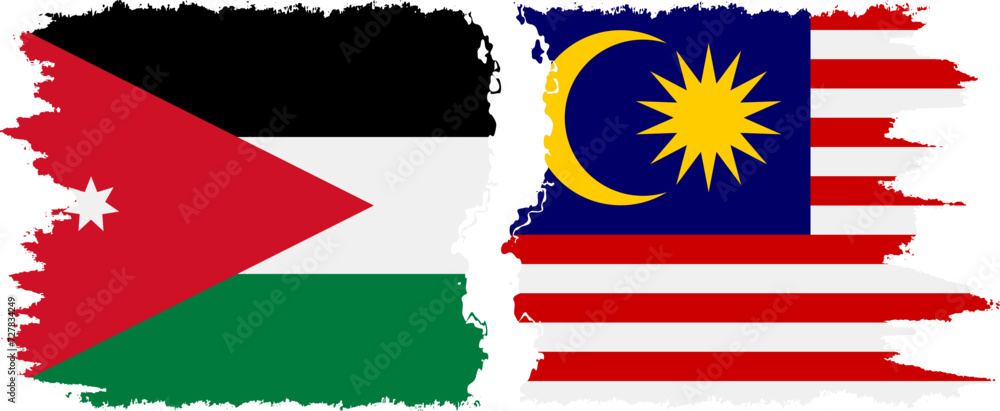 Malaysia and Jordan grunge flags connection vector Malaysia and Jordan grunge flags connection vector