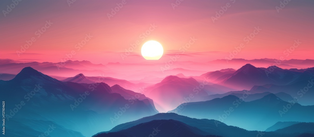 Breathtaking Background: Stunning Sunset over Majestic Mountains