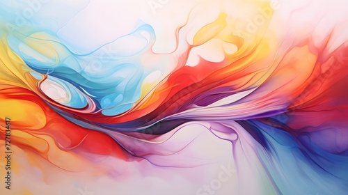 a colorful abstract painting with a white background