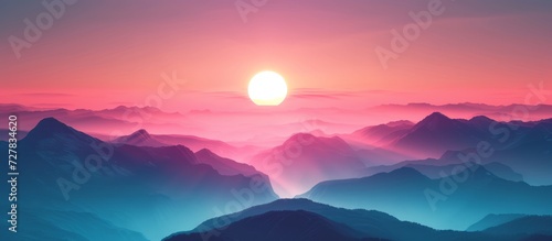 Breathtaking Background  Stunning Sunset over Majestic Mountains