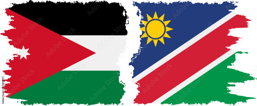 Namibia and Jordan grunge flags connection vector Namibia and Jordan grunge flags connection vector