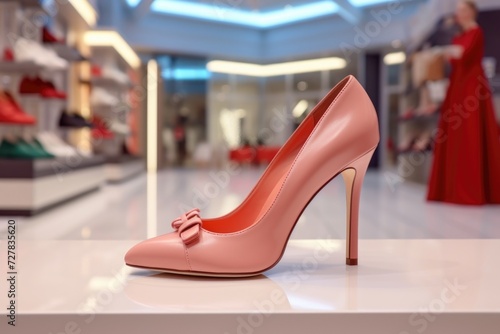 Women's pink shoes in the store