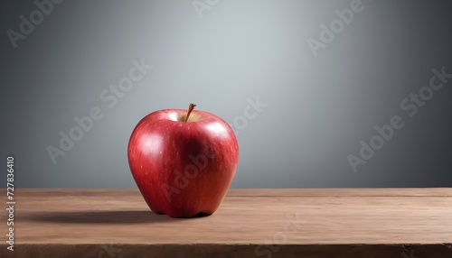 red apple on wooden background  light from above 