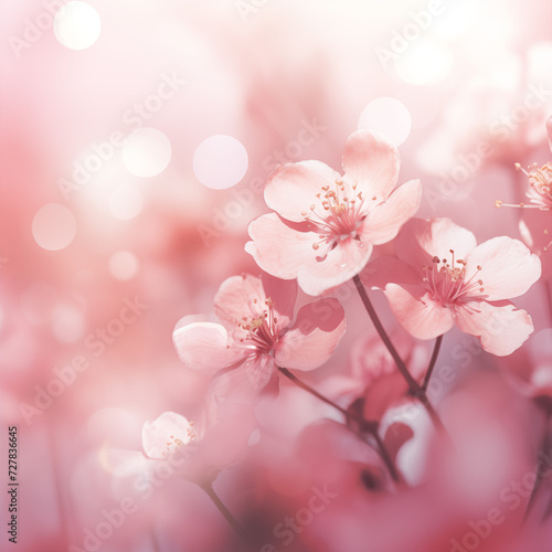 Spring background with sakura  Pink cherry blossom floral background