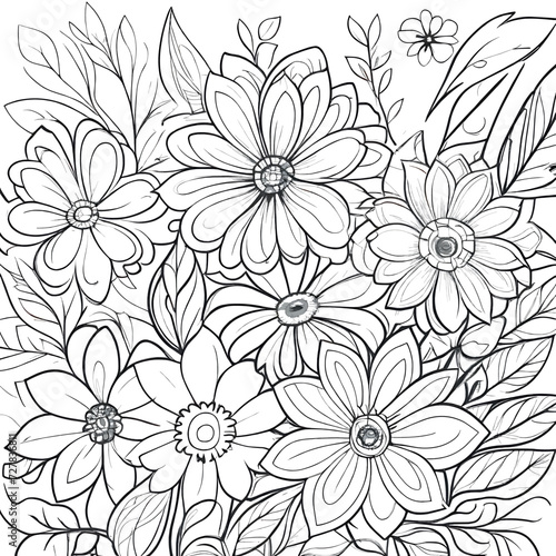 Luxury floral coloring book pages line art sketch