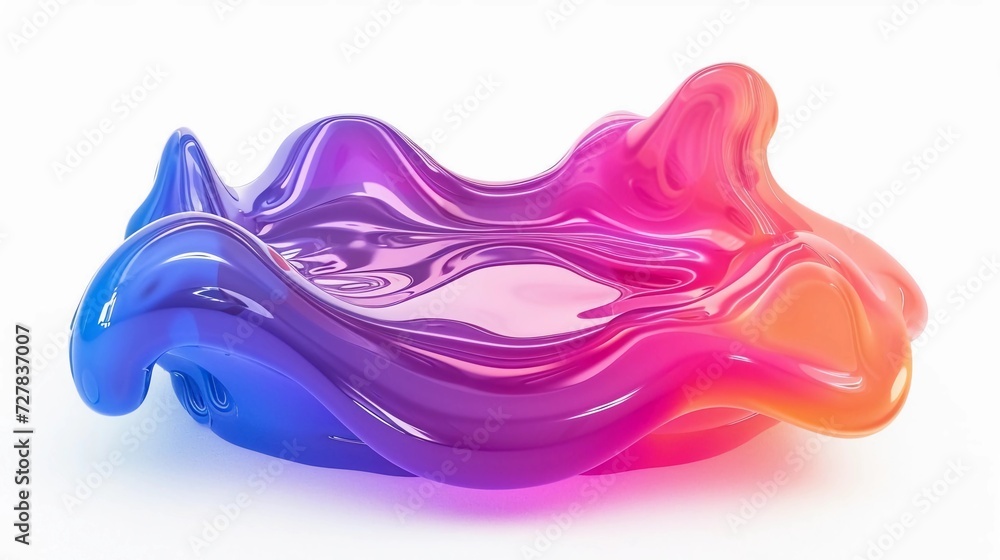 Gradient color floating liquid blob. 3d rendering image. with isolated background Gradient color floating liquid blob. 3d rendering image. with isolated background