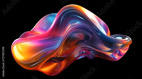 Gradient color floating liquid blob. 3d rendering image. with isolated background
