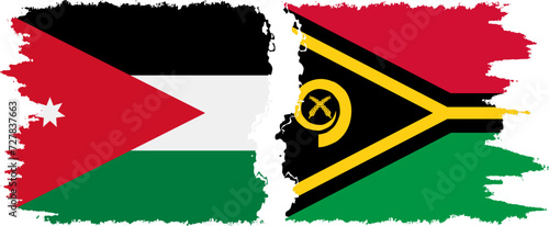 Vanuatu and Jordan grunge flags connection vector