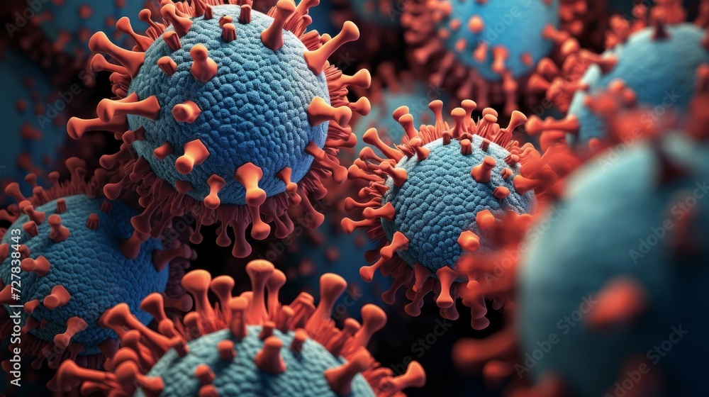 Obraz premium Close-up of viruses under microscope