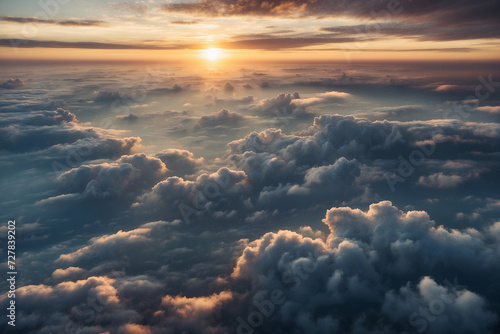 Clouds at sunset seen from a viewpoint above the clouds photo