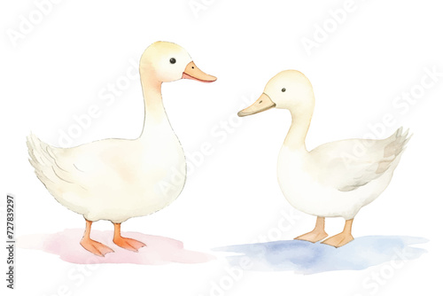 cute goose vector watercolor illustration