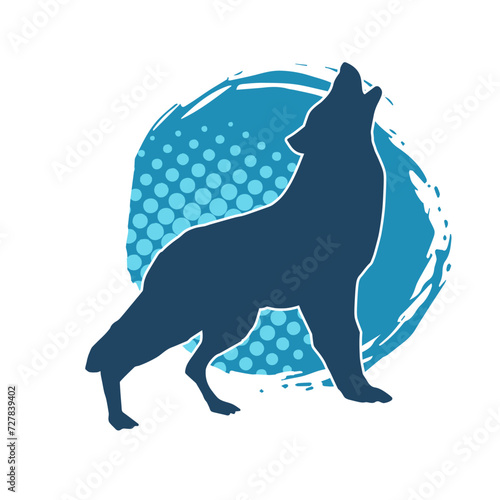 Silhouette of a wolf wild animal raising his head