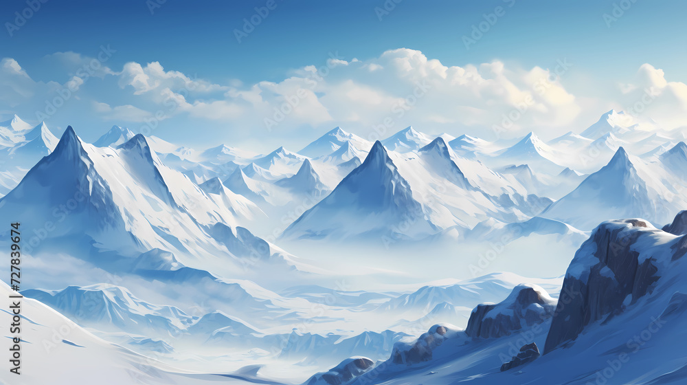 Majestic mountains, panoramic peaks PPT background