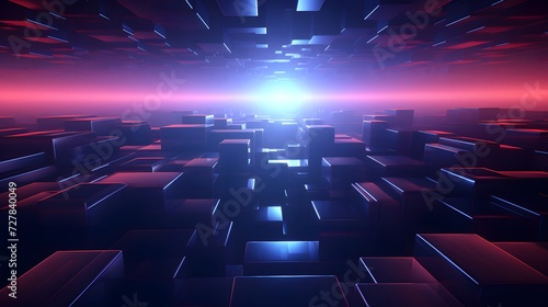 an abstract image of cubes with a bright light in the middle