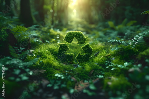 Recycling symbol in the forest